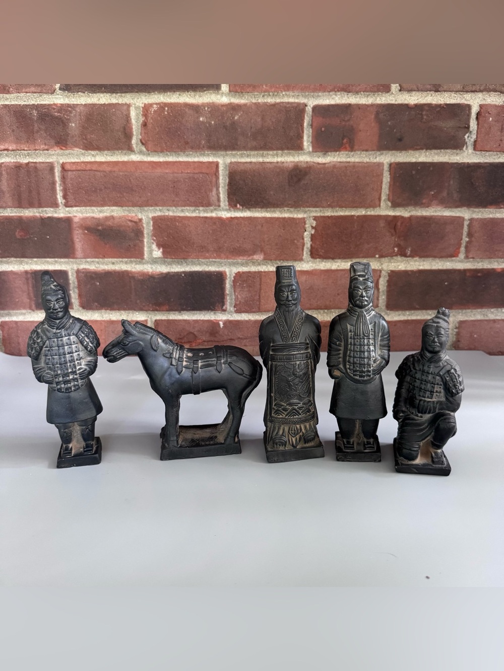 Terracotta Army Replica Figurine Set 5 Pieces Warrior Horse Archer Qin Dynasty
